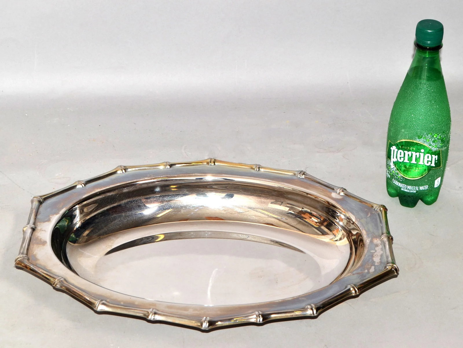 Vintage Farberware Hollywood Regency Faux Bamboo Stainless Steel Serving Tray - 2