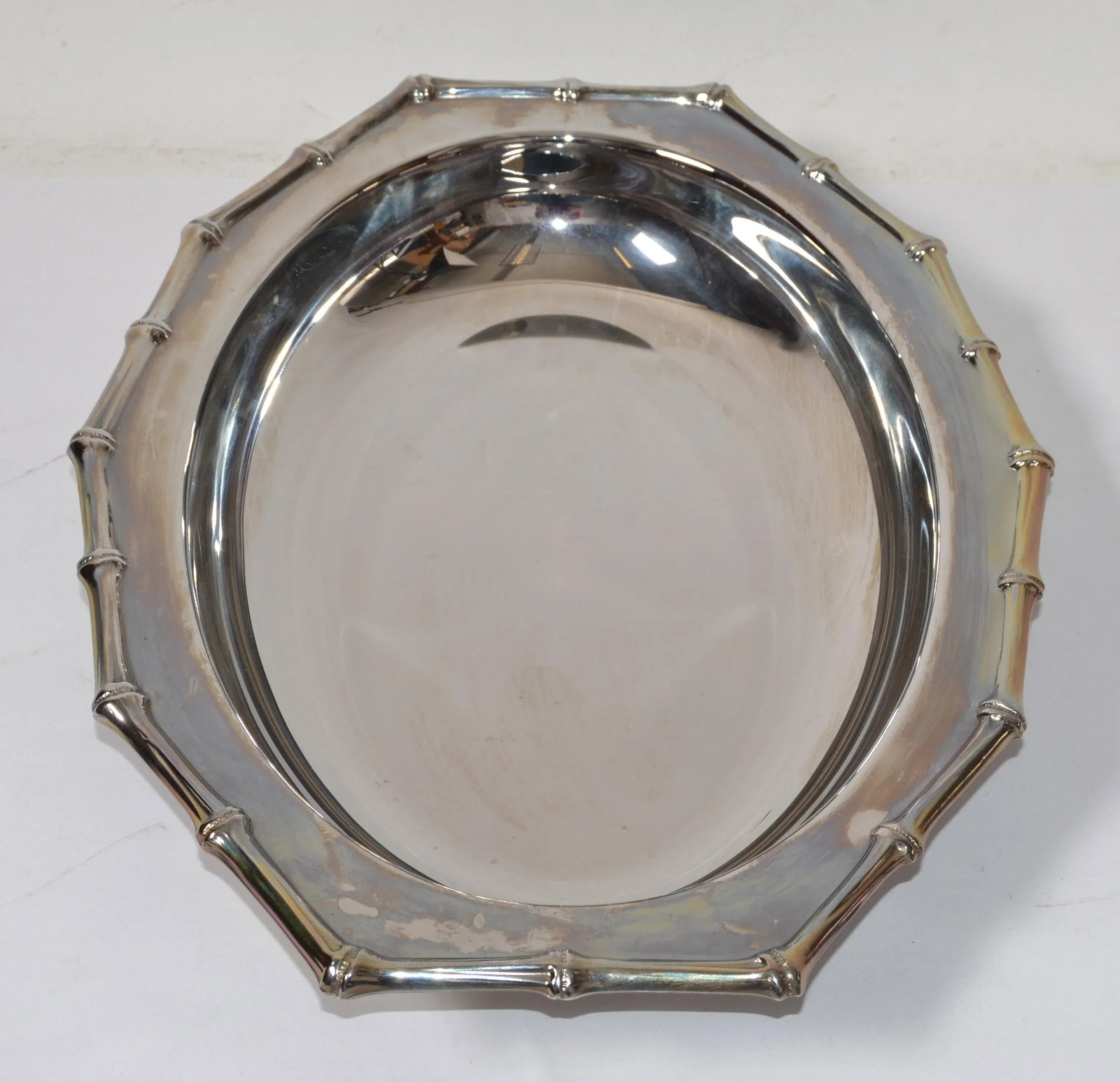 Vintage Farberware Hollywood Regency Faux Bamboo Stainless Steel Serving Tray - 3