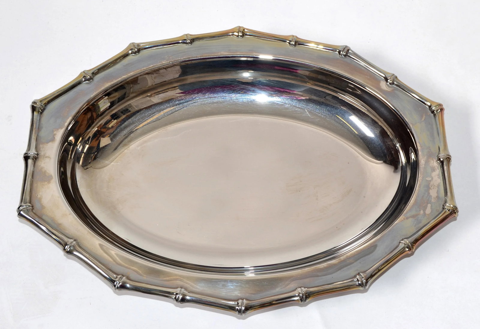 Vintage Farberware Hollywood Regency Faux Bamboo Stainless Steel Serving Tray - 4