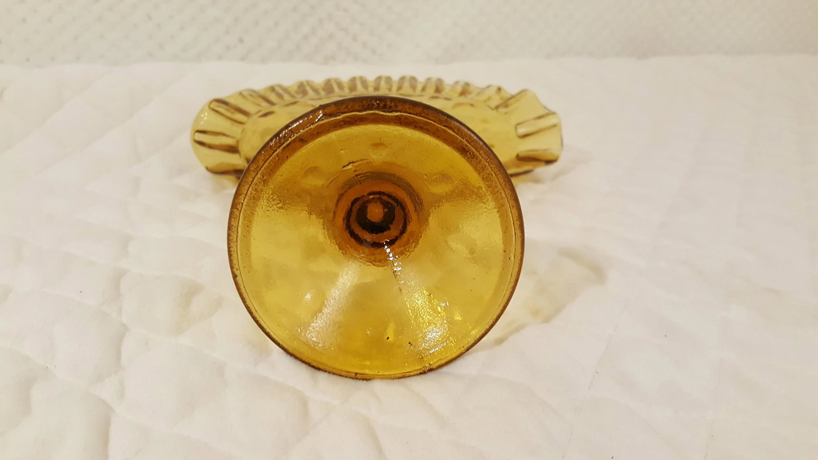 Empoli Italian Diamond Optic Amber Glass Fan Vase - 3