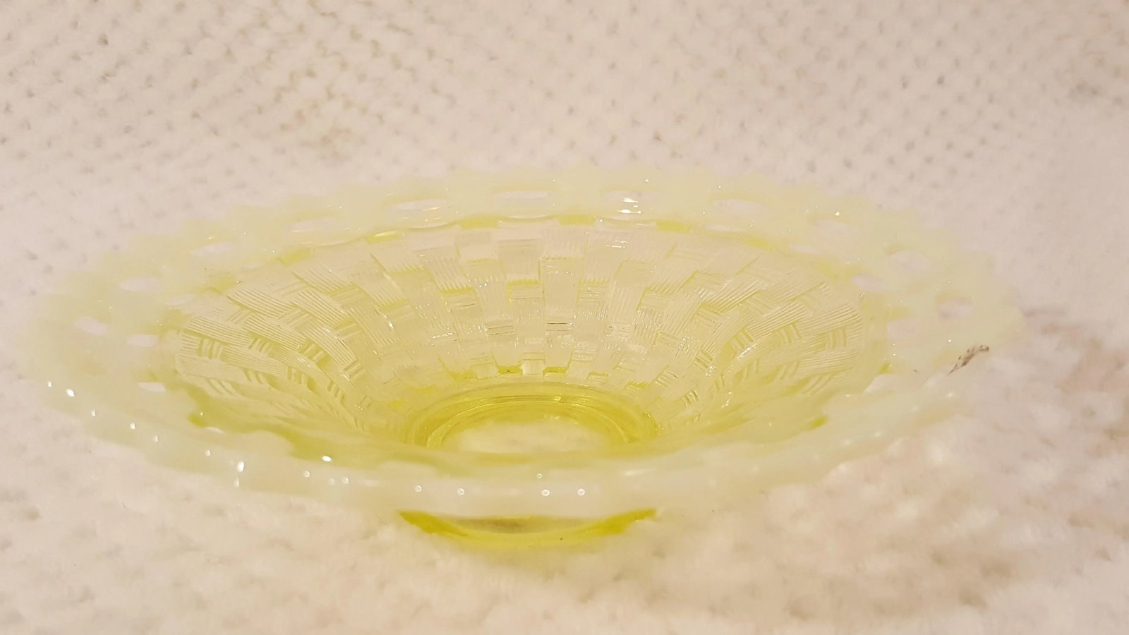 Fenton Topaz Opalescent Basketweave Dish - 5