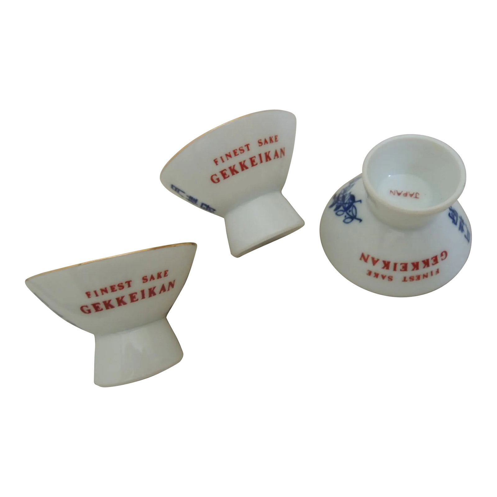 Vintage Gekkeikan Japanese Ochoko Sake Cups- Set of 3 (1 of 8)
