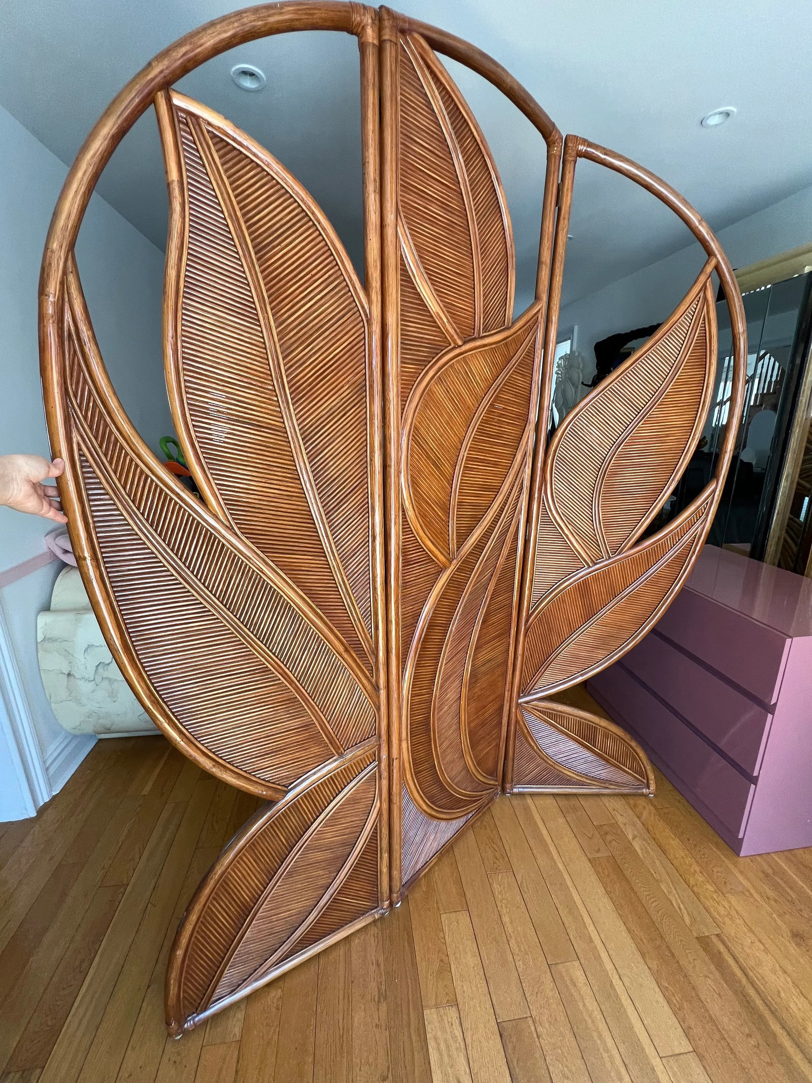 1970 Pencil Reed Rattan Room Divider in the Style of Gabrielle Crespi - 11