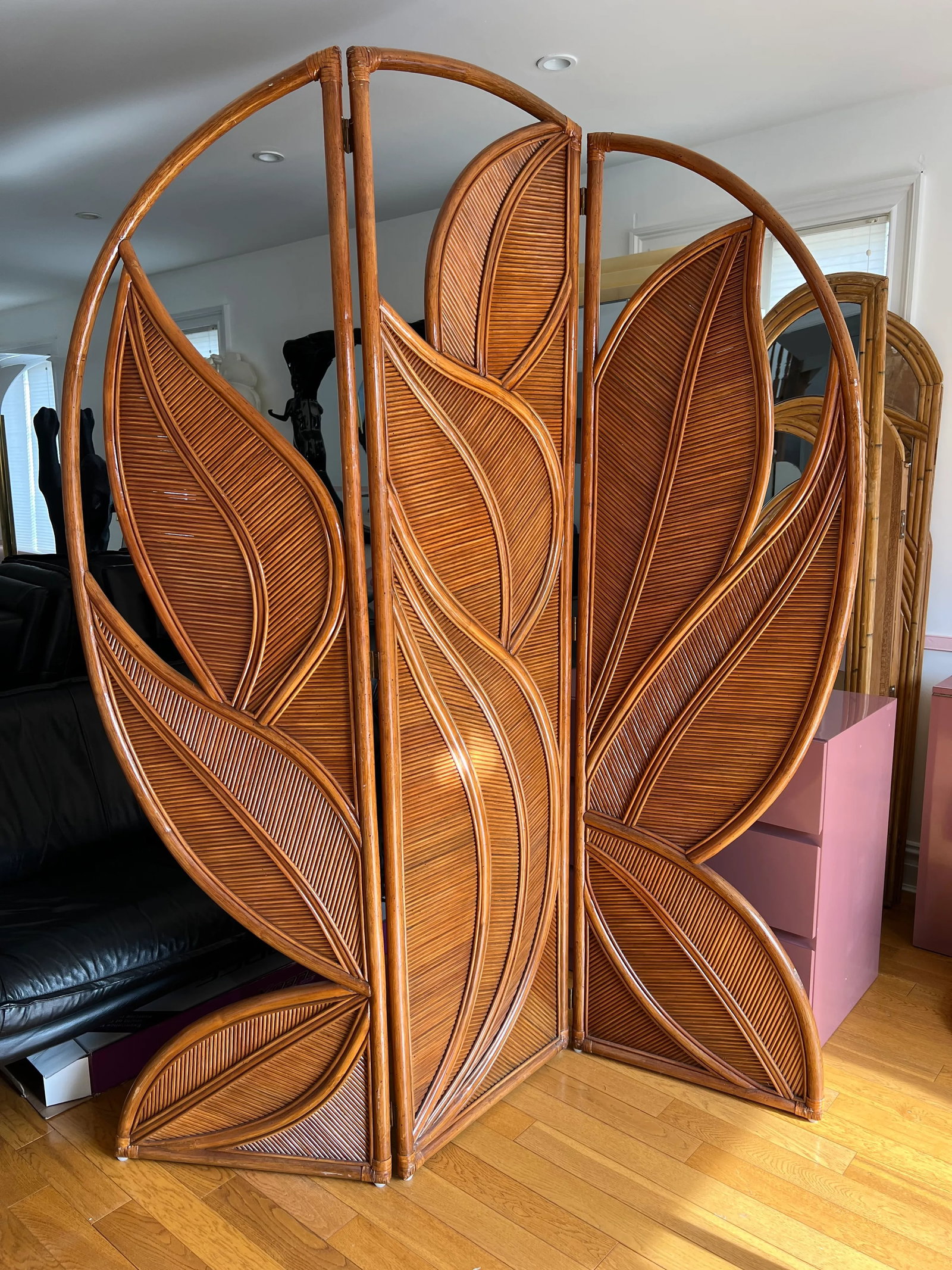 1970 Pencil Reed Rattan Room Divider in the Style of Gabrielle Crespi - 12