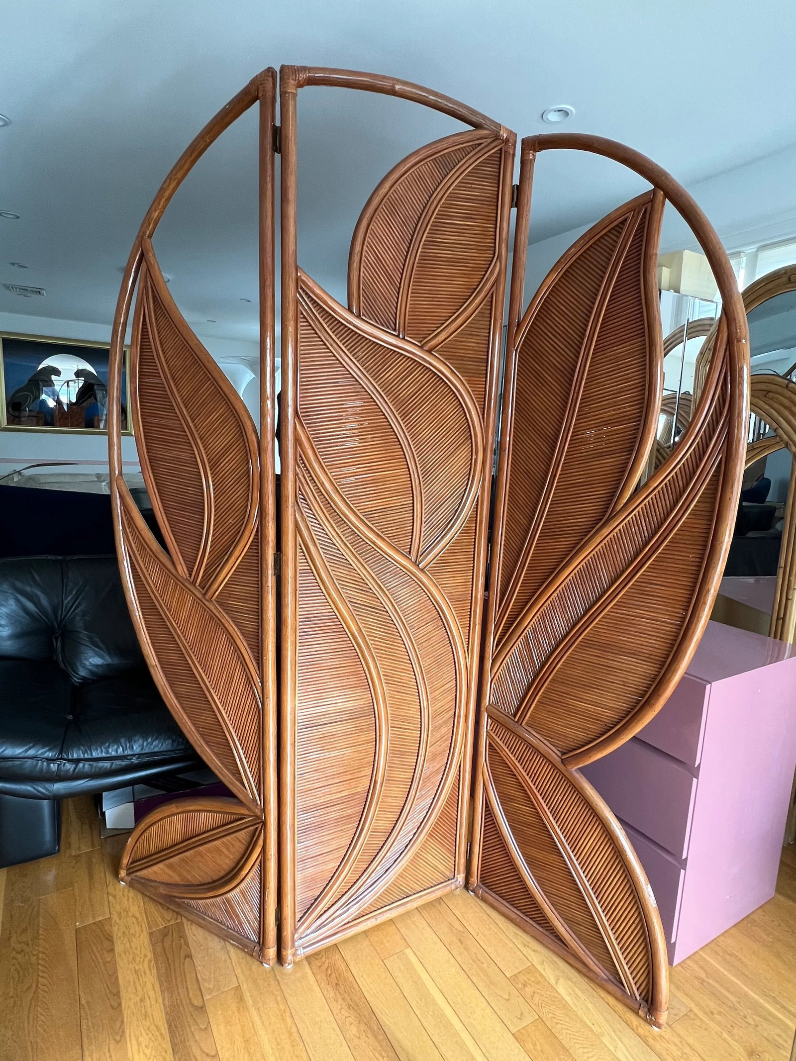 1970 Pencil Reed Rattan Room Divider in the Style of Gabrielle Crespi - 2