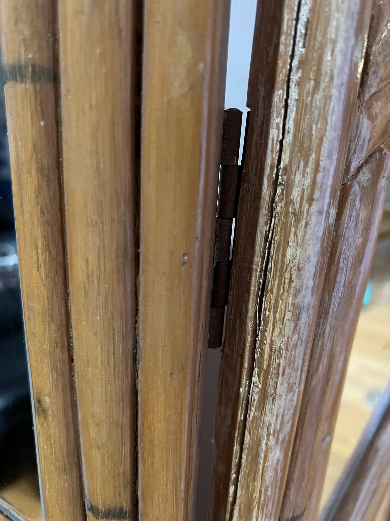 1970 Bamboo Mirrored Tri-Fold 6 Panels Room Divider - 7