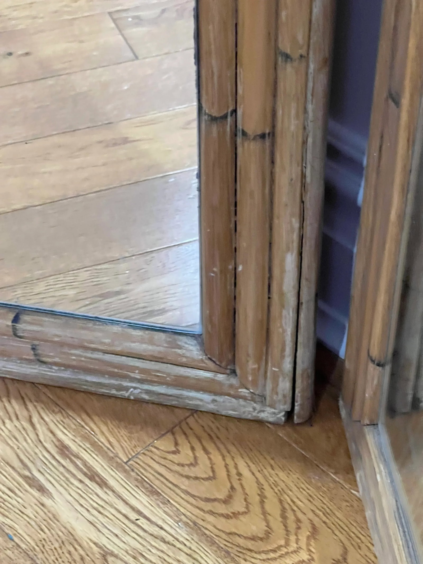 1970 Bamboo Mirrored Tri-Fold 6 Panels Room Divider - 8