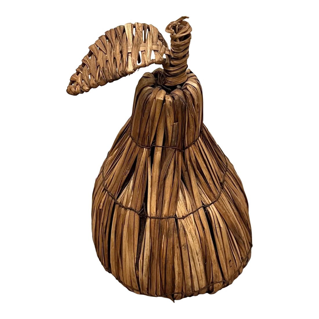 1980s Woven Pear Tabletop Decor: Keep spring around with fall flair visible in this unique handwoven pear! Perfect tabletop accessory for any time of year since the boho look is trending! Dimensions are: 10 x 7 x 7 IMPORTANT INFO: -