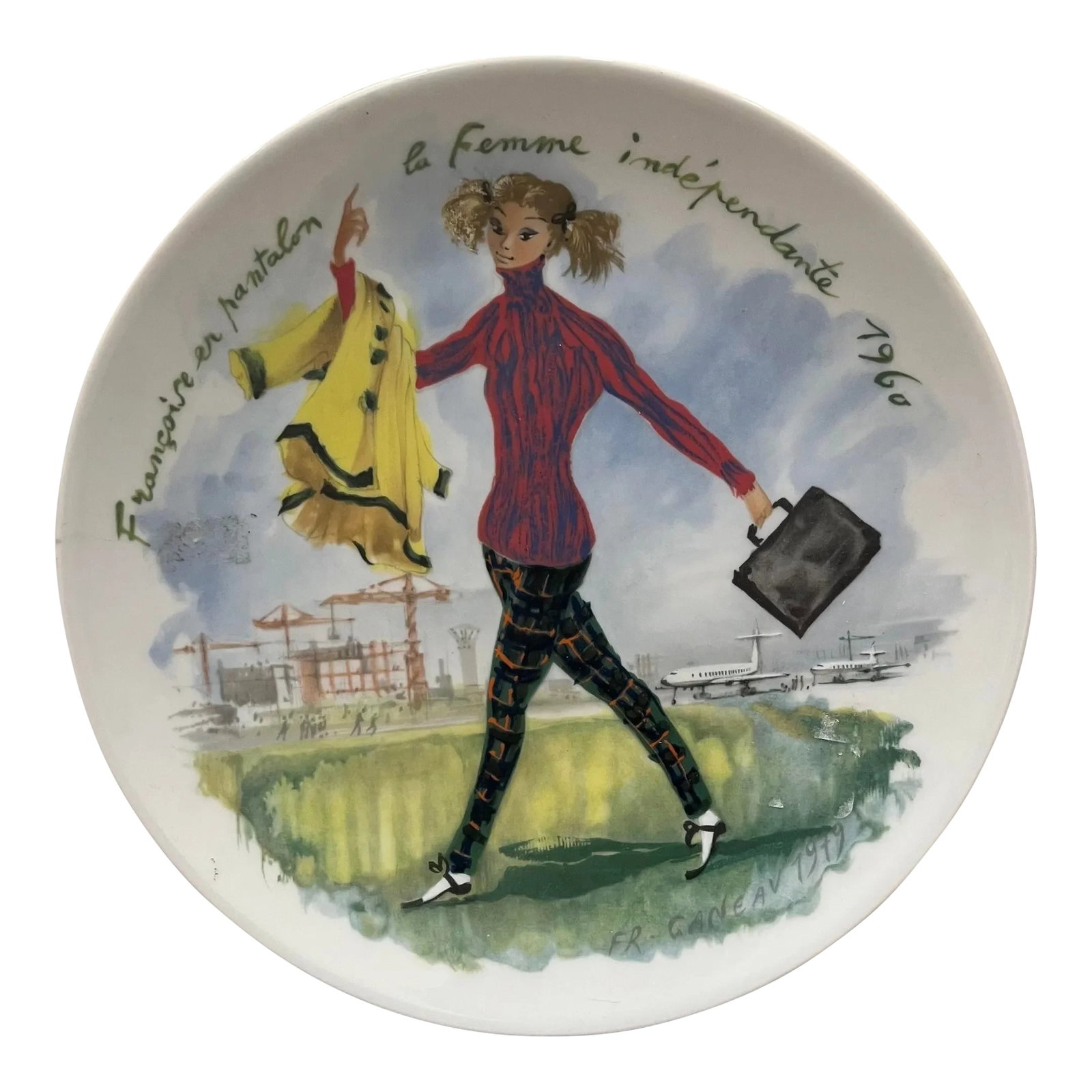 1960 Premiere Edition Limoges Independent Woman Plate- Numbered: Women wearing pants- who knew we'd cause such a stir!! Go girls! Dimensions are: 8.25 x 8.25 x 1 IMPORTANT INFO: - I participate in exclusive sales for our shop followers, so the item you are eyeing