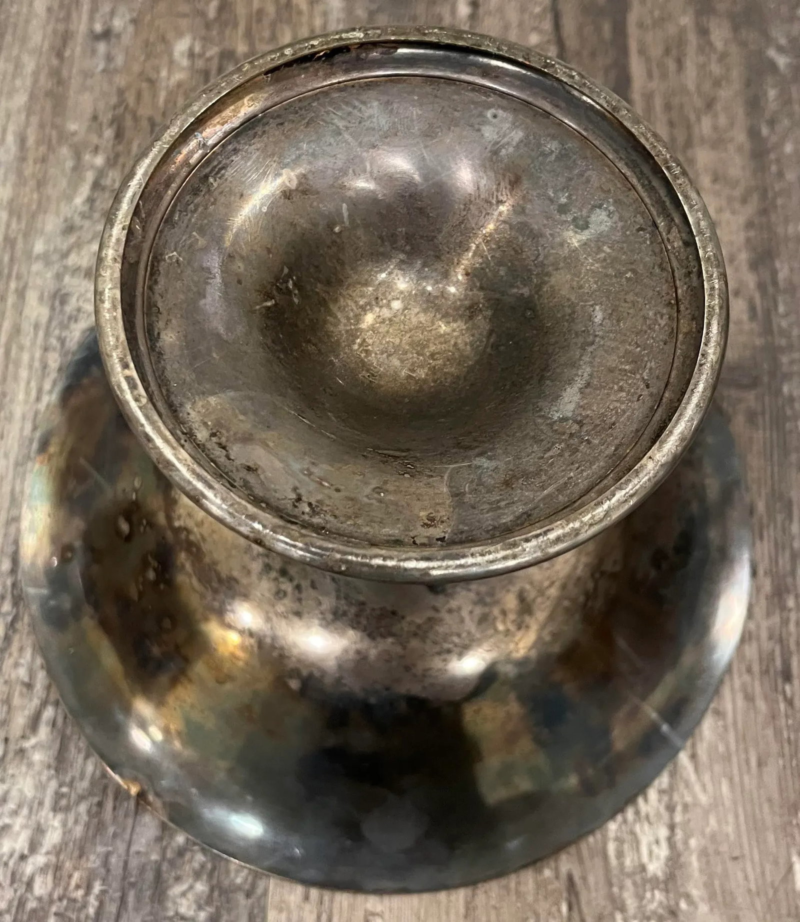 Mid 20th Century Reed and Barton Silverplate and Teal Enamel Pedestal Compote - 7