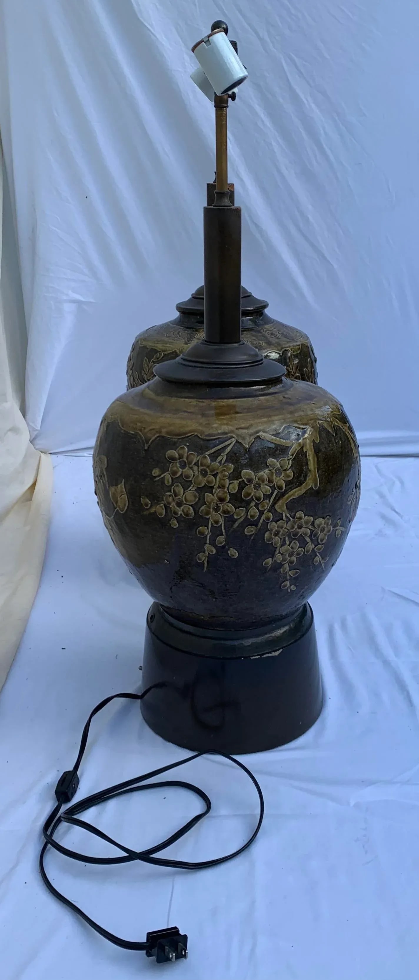 Vintage Late 20th Century Handcrafted Urn Table Lamps, Set of 2 - 3