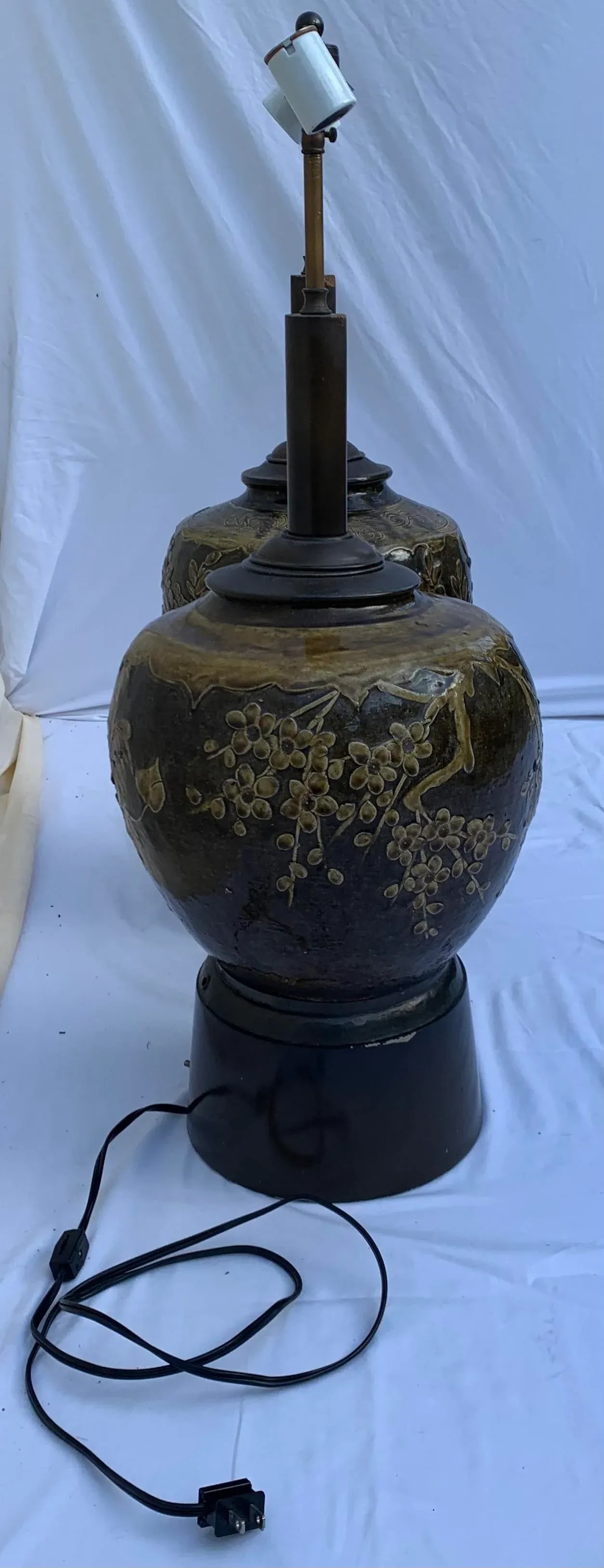 Vintage Late 20th Century Handcrafted Urn Table Lamps, Set of 2 - 4