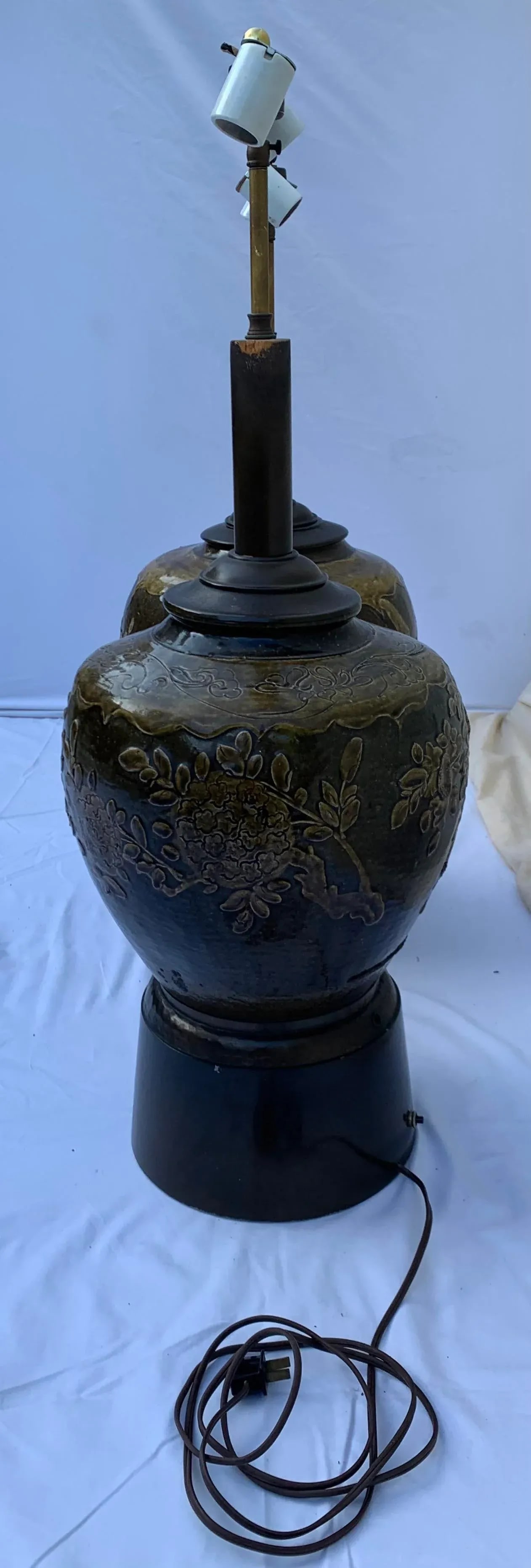 Vintage Late 20th Century Handcrafted Urn Table Lamps, Set of 2 - 5