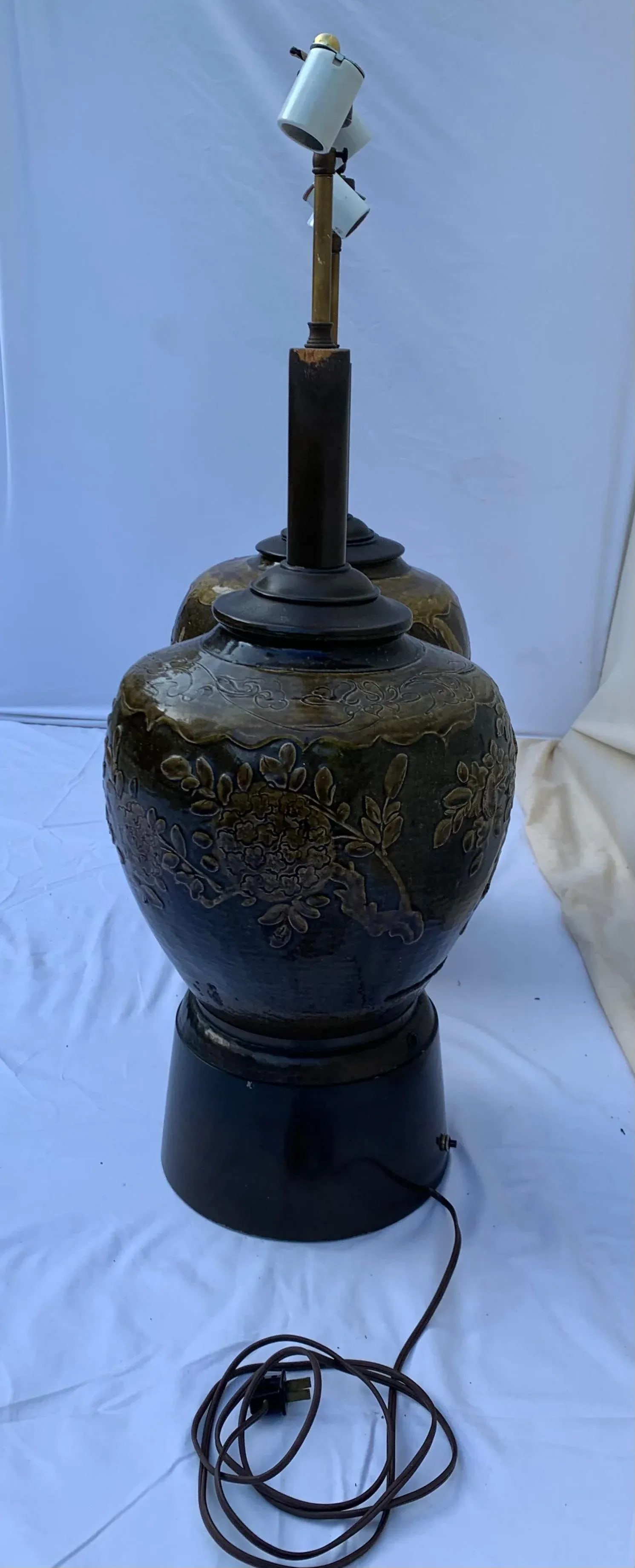 Vintage Late 20th Century Handcrafted Urn Table Lamps, Set of 2 - 6