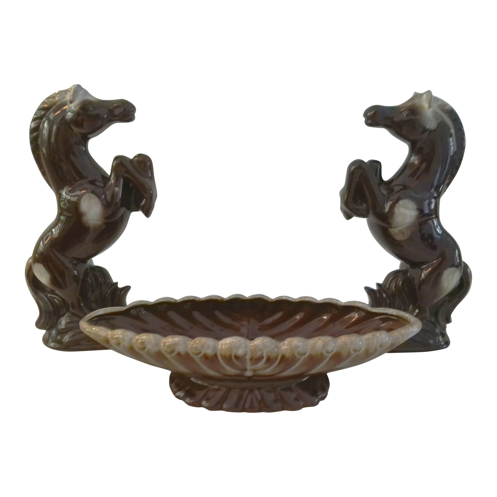 Mid-Century Drip Glaze Ceramic Stallion Console Set, 3 Pcs (1 of 7)