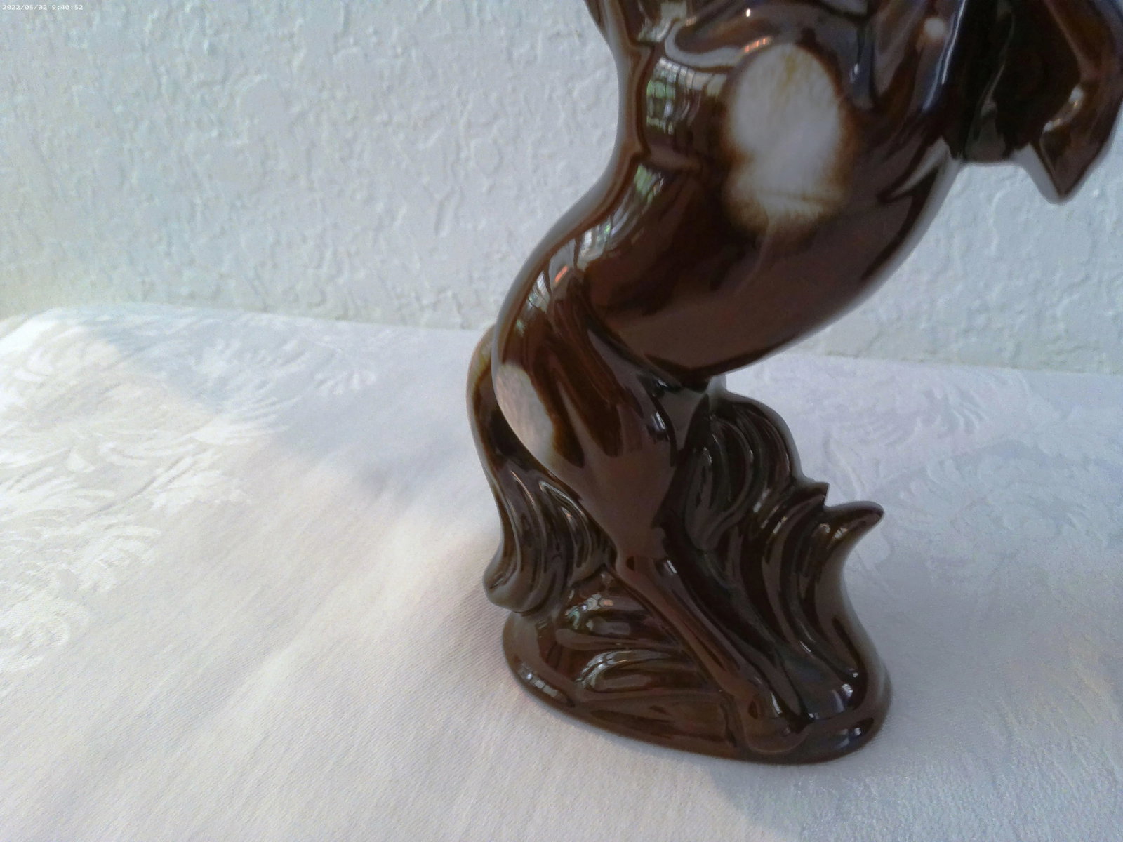 Mid-Century Drip Glaze Ceramic Stallion Console Set, 3 Pcs - 4