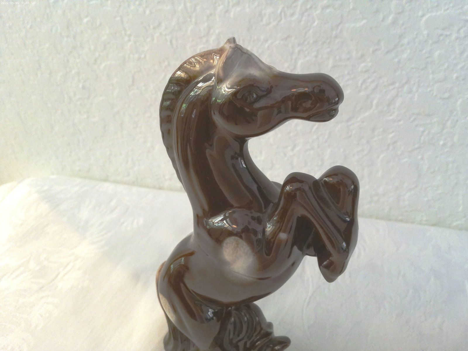 Mid-Century Drip Glaze Ceramic Stallion Console Set, 3 Pcs - 6