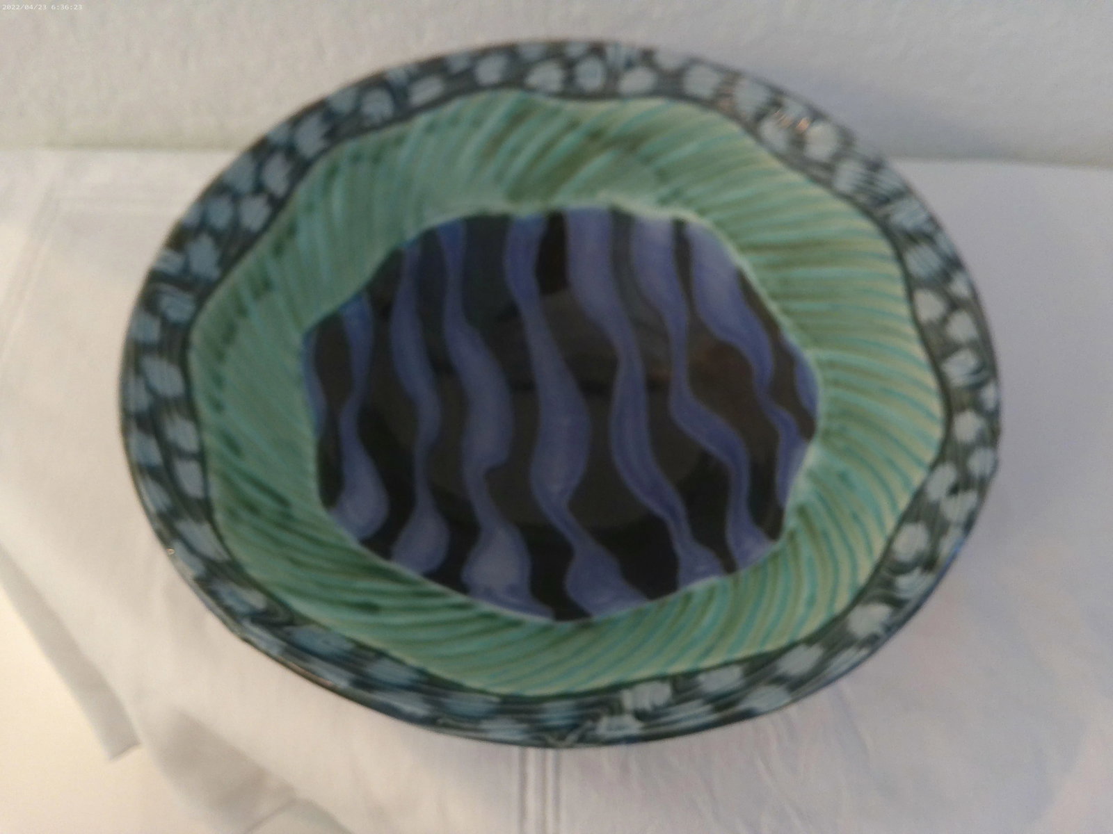 Vintage Artisan Studio Art Abstract Pottery Bowl - 2