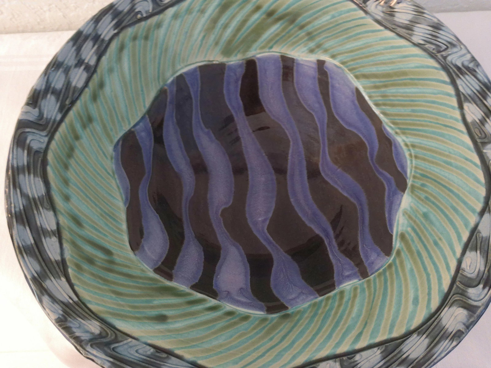 Vintage Artisan Studio Art Abstract Pottery Bowl - 3