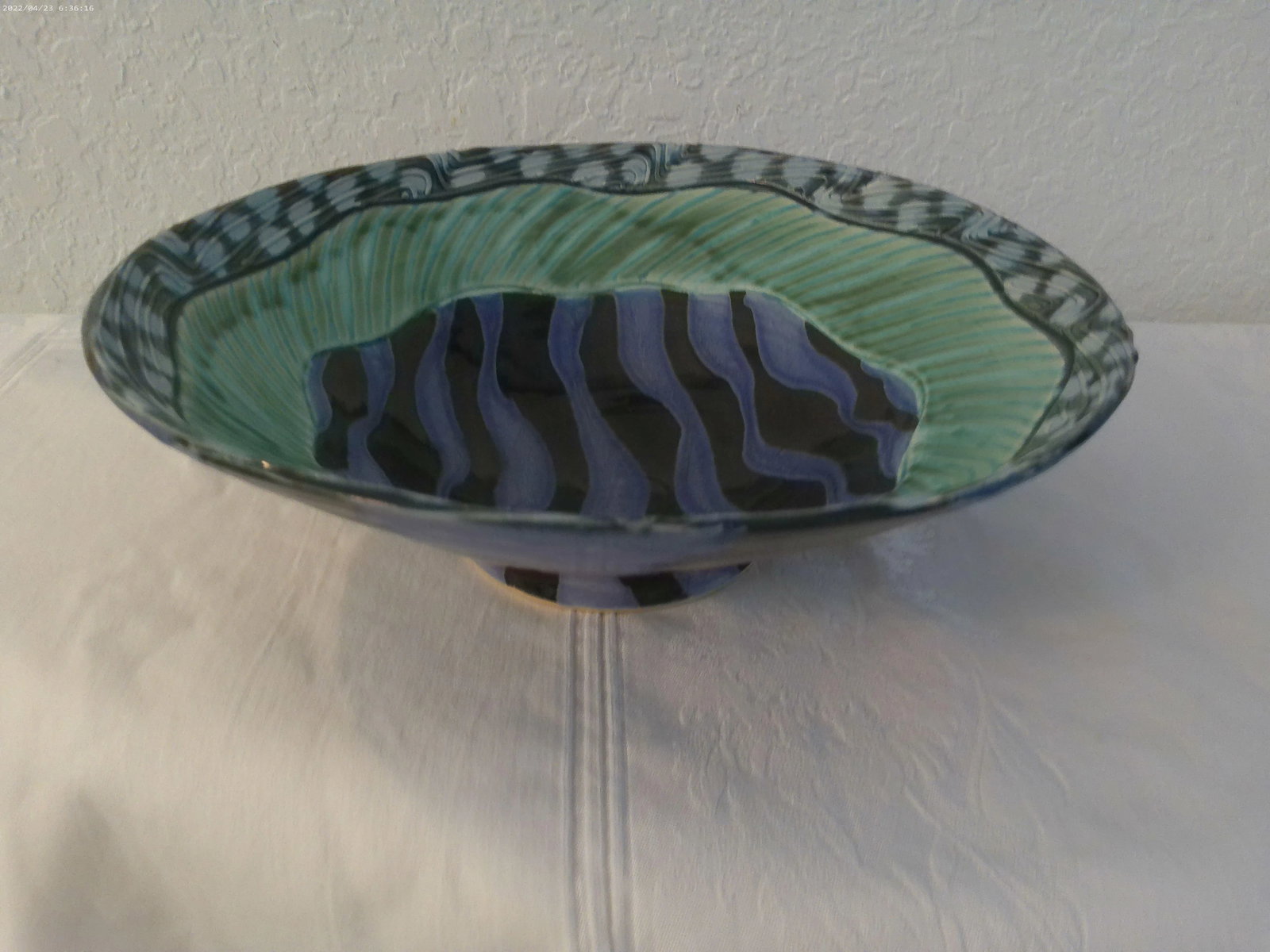 Vintage Artisan Studio Art Abstract Pottery Bowl - 6