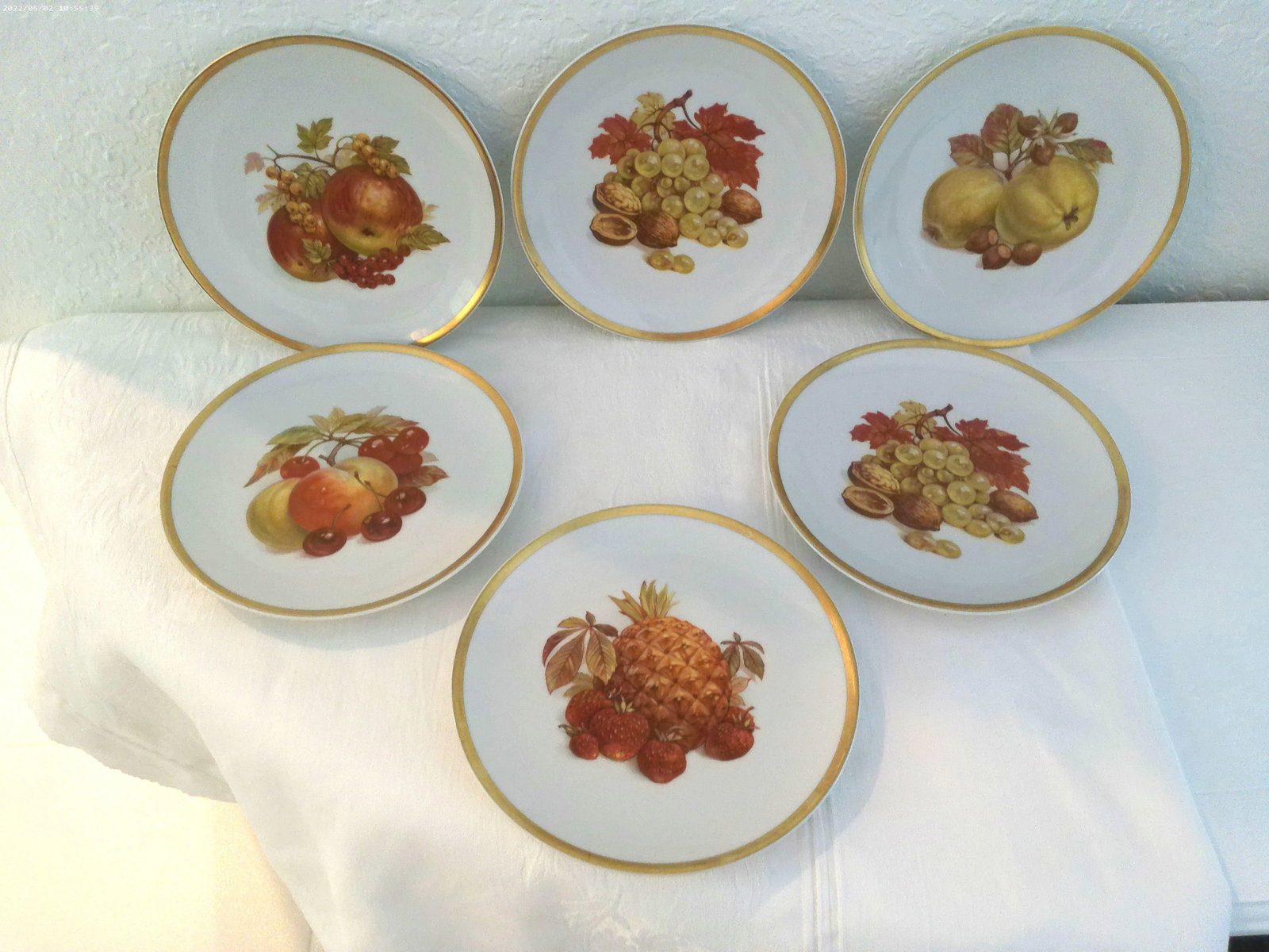 1960s E & R German "Harvest" Luncheon/Dessert Plates, S/6 - 8