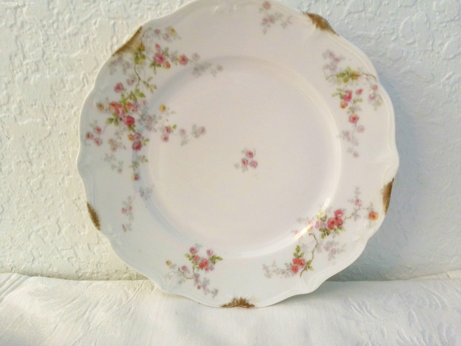 Vintage Matched Victorian Design Floral Porcelain Dinner Plates, Set of 6 - 6