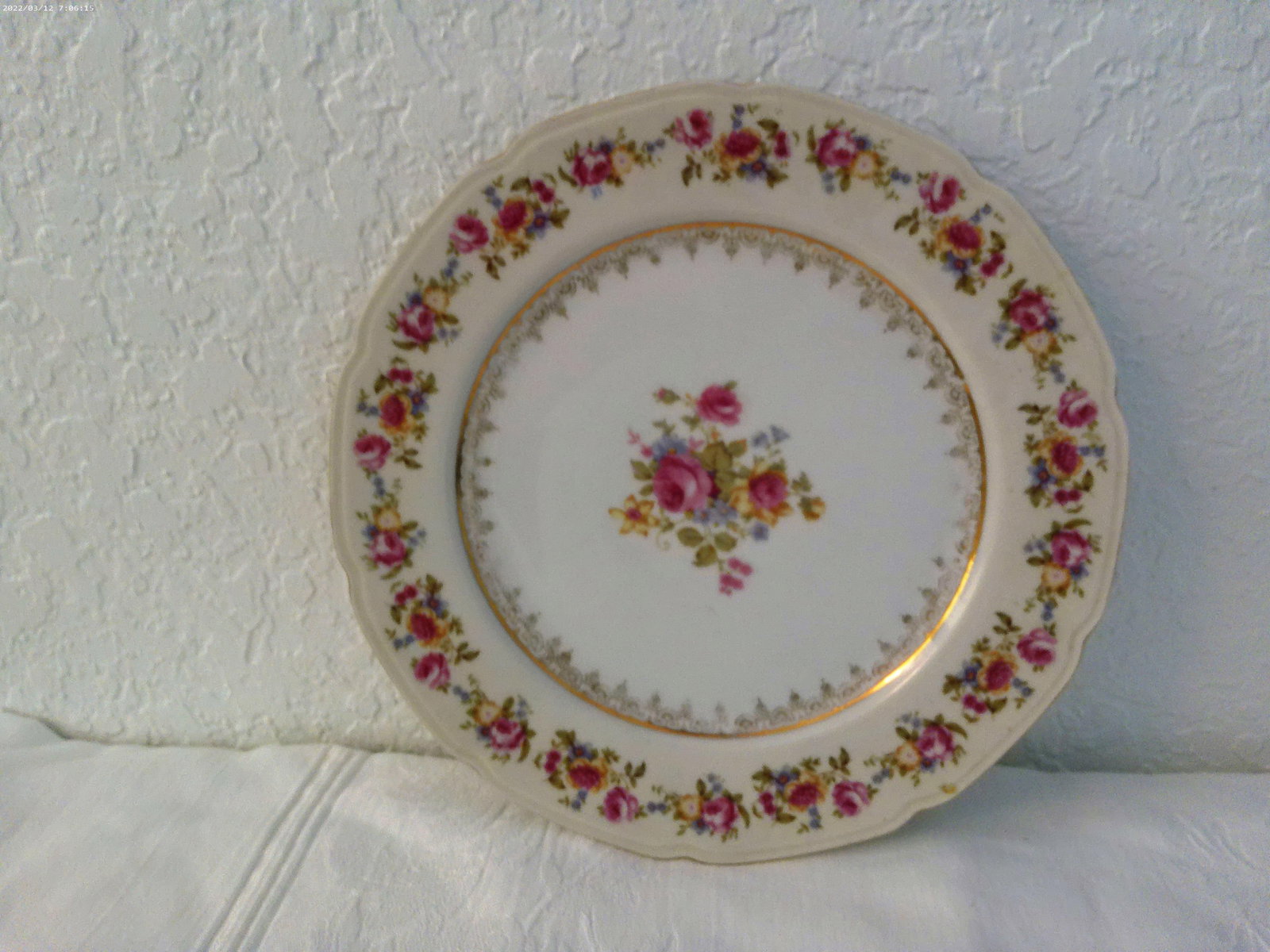 Vintage Matched Victorian Design Floral Porcelain Dinner Plates, Set of 6 - 8