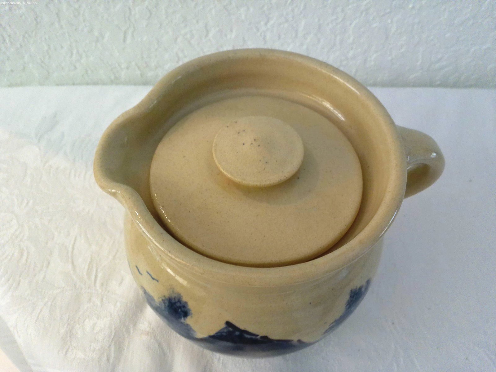 Vintage P R Storie Texas Stoneware Bean Crock - 6