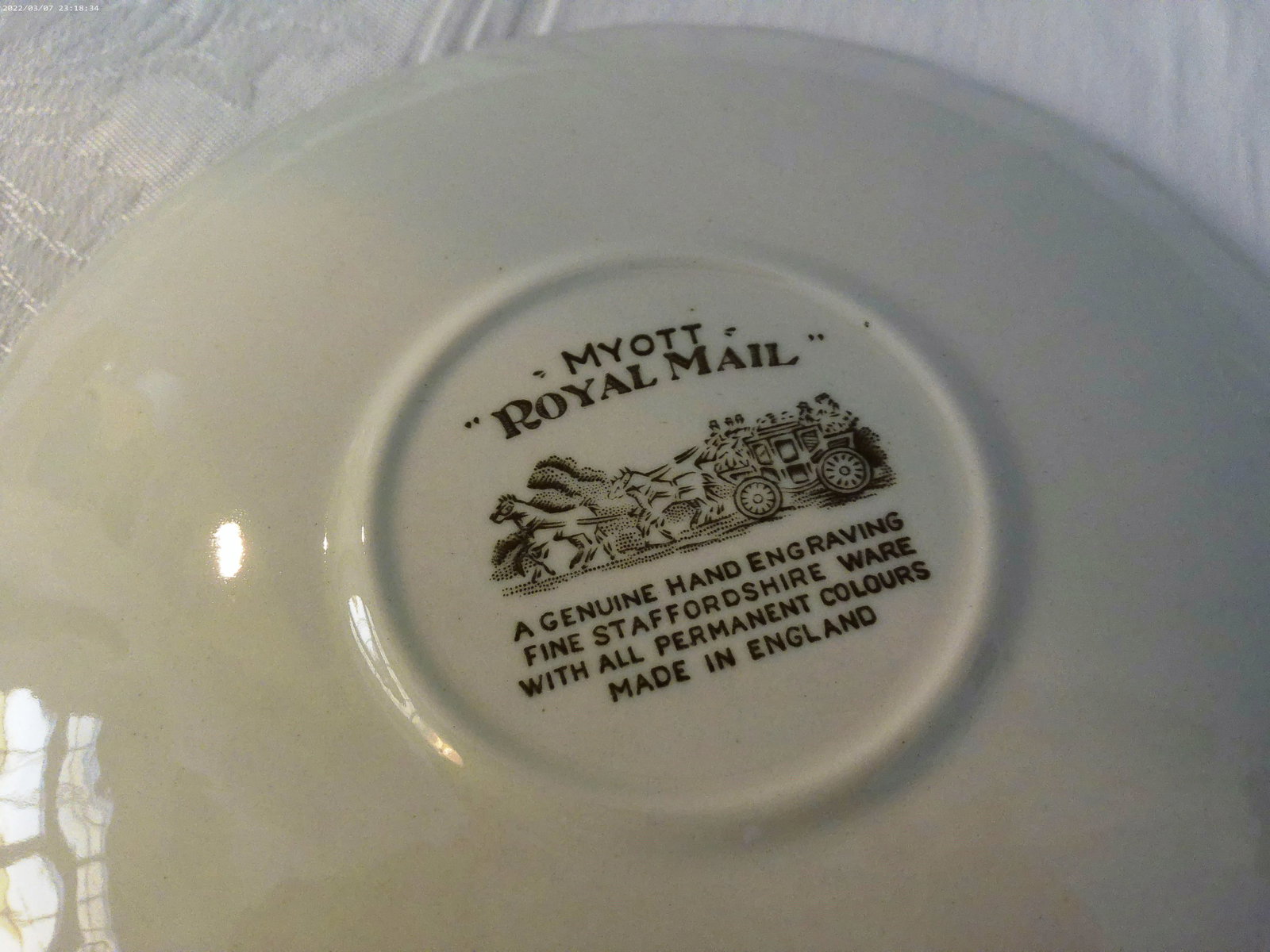 Vintage Staffordshire England Ironstone Consomme Cups & Saucers, 8 Pcs - 3