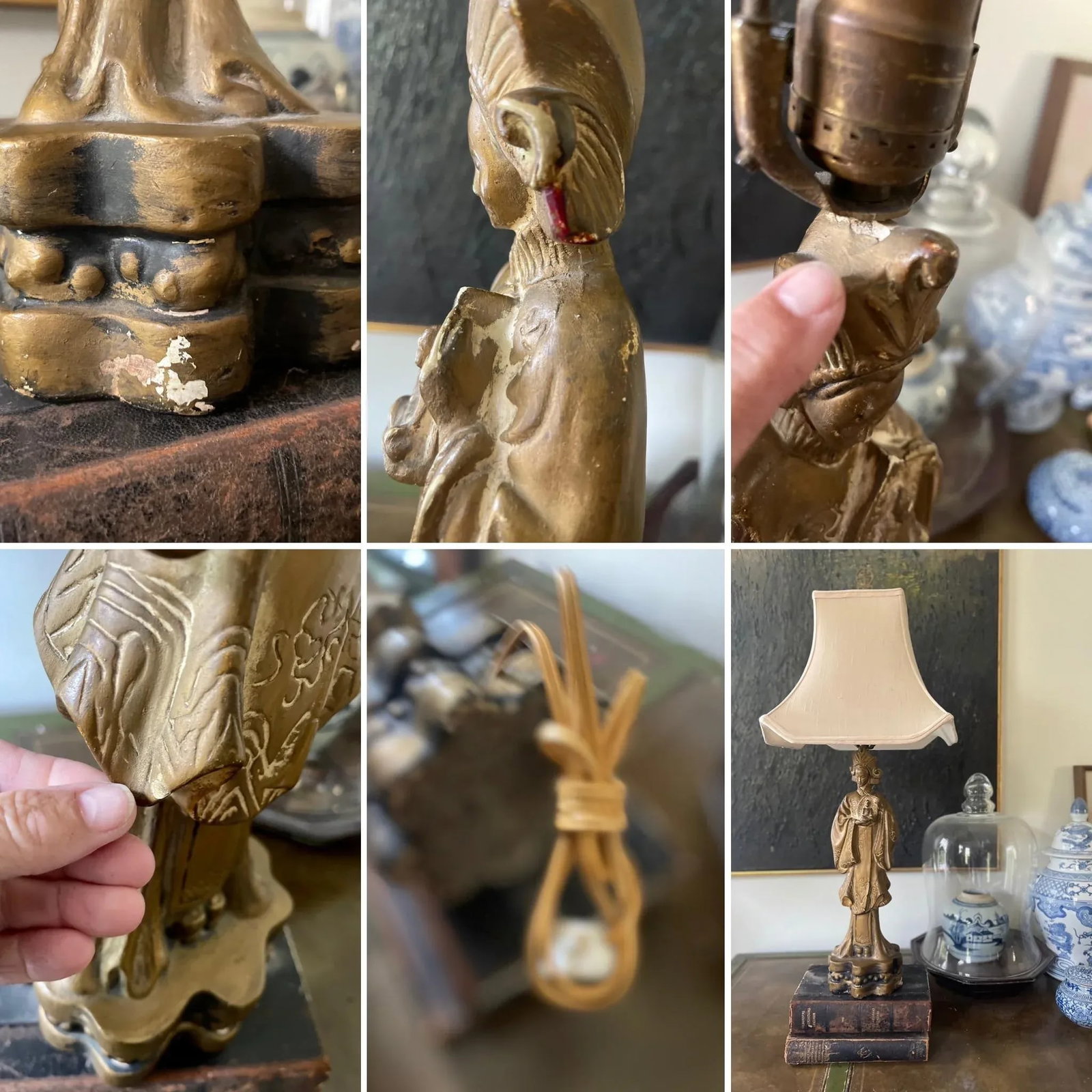 Early 20th Century Vintage Guan Yin Chinese Deity Lamp - 10