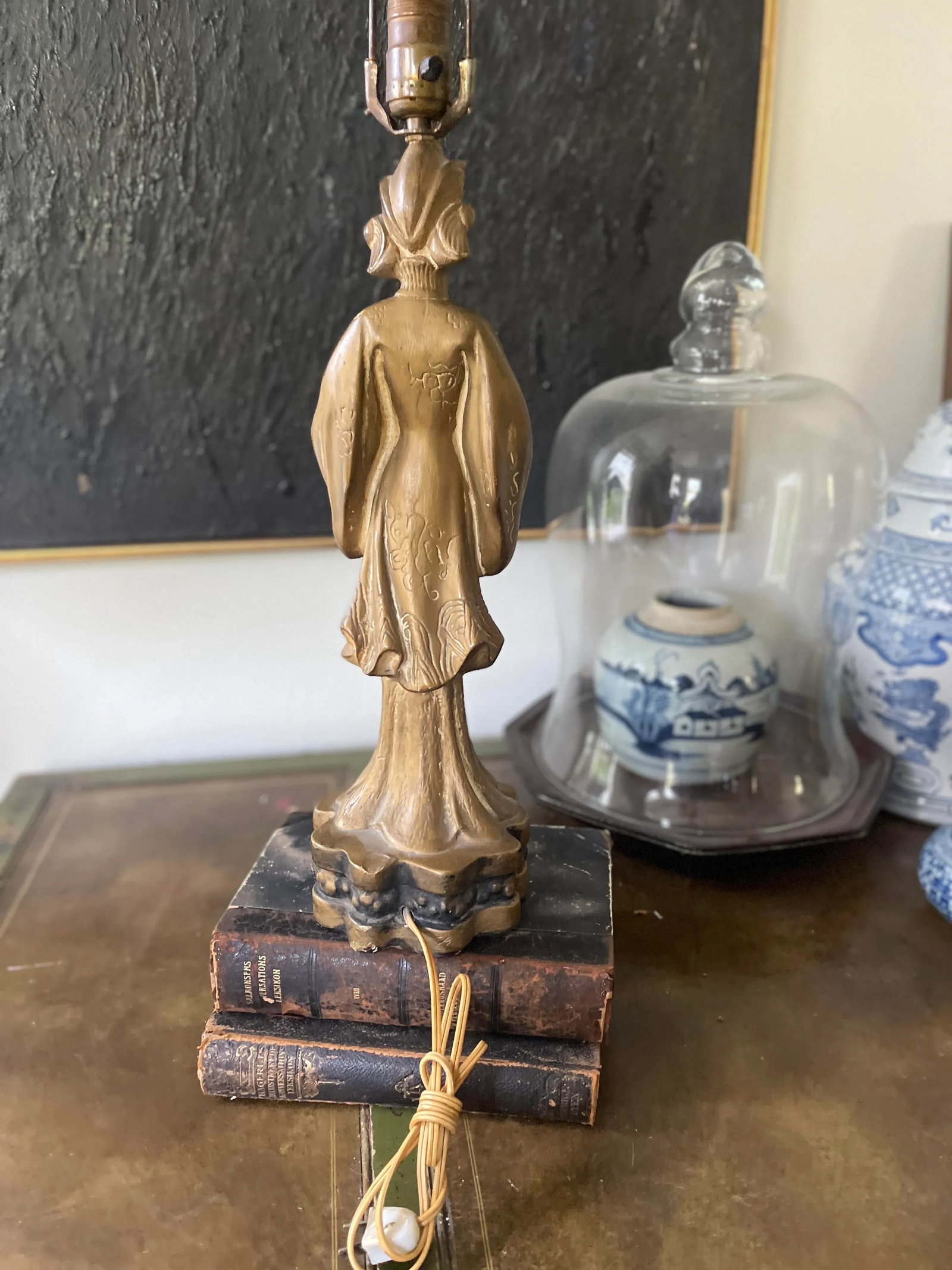 Early 20th Century Vintage Guan Yin Chinese Deity Lamp - 6