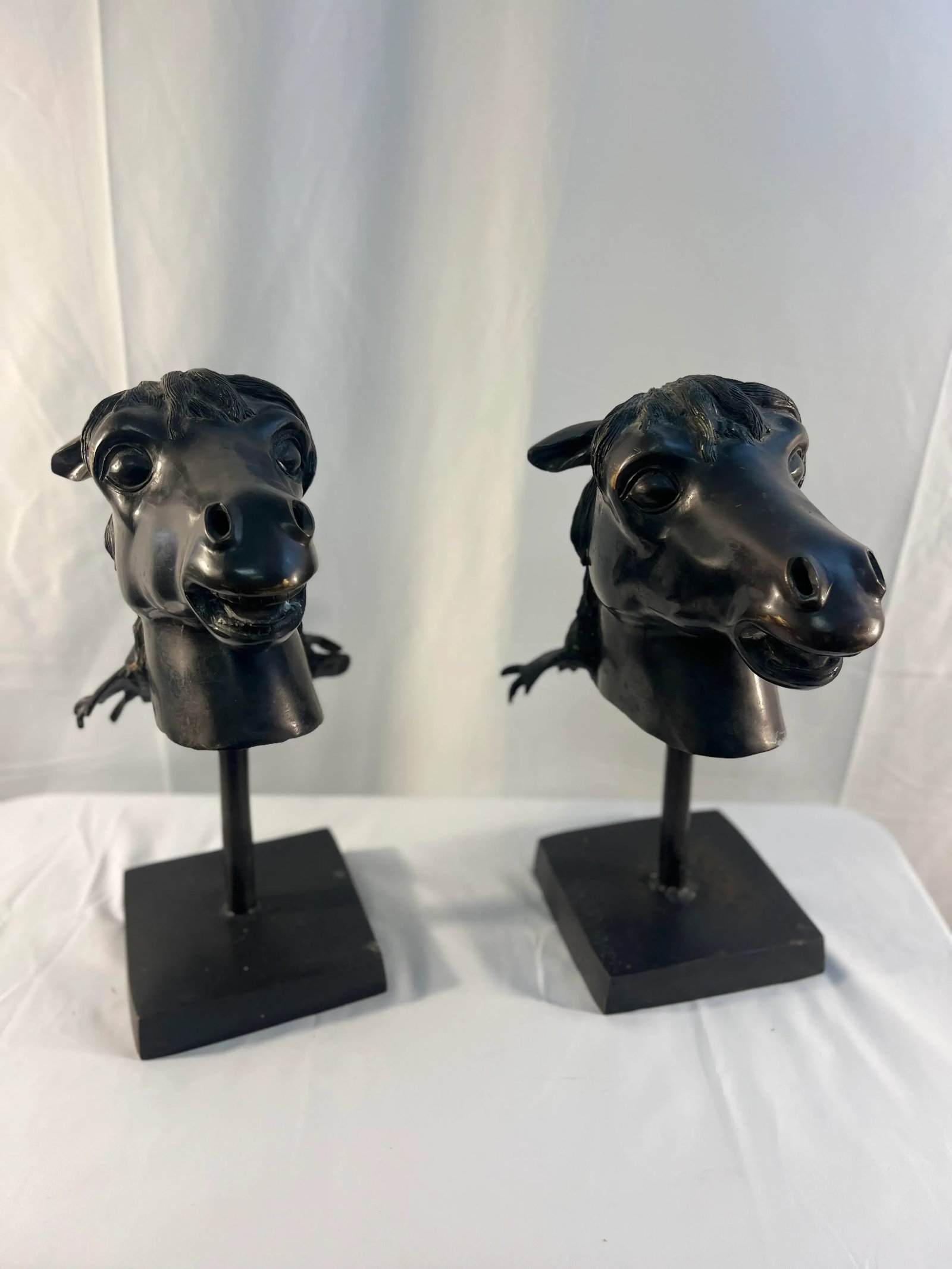 Mid Century Iron Horse Head Sculptures- Set of 2 - 2