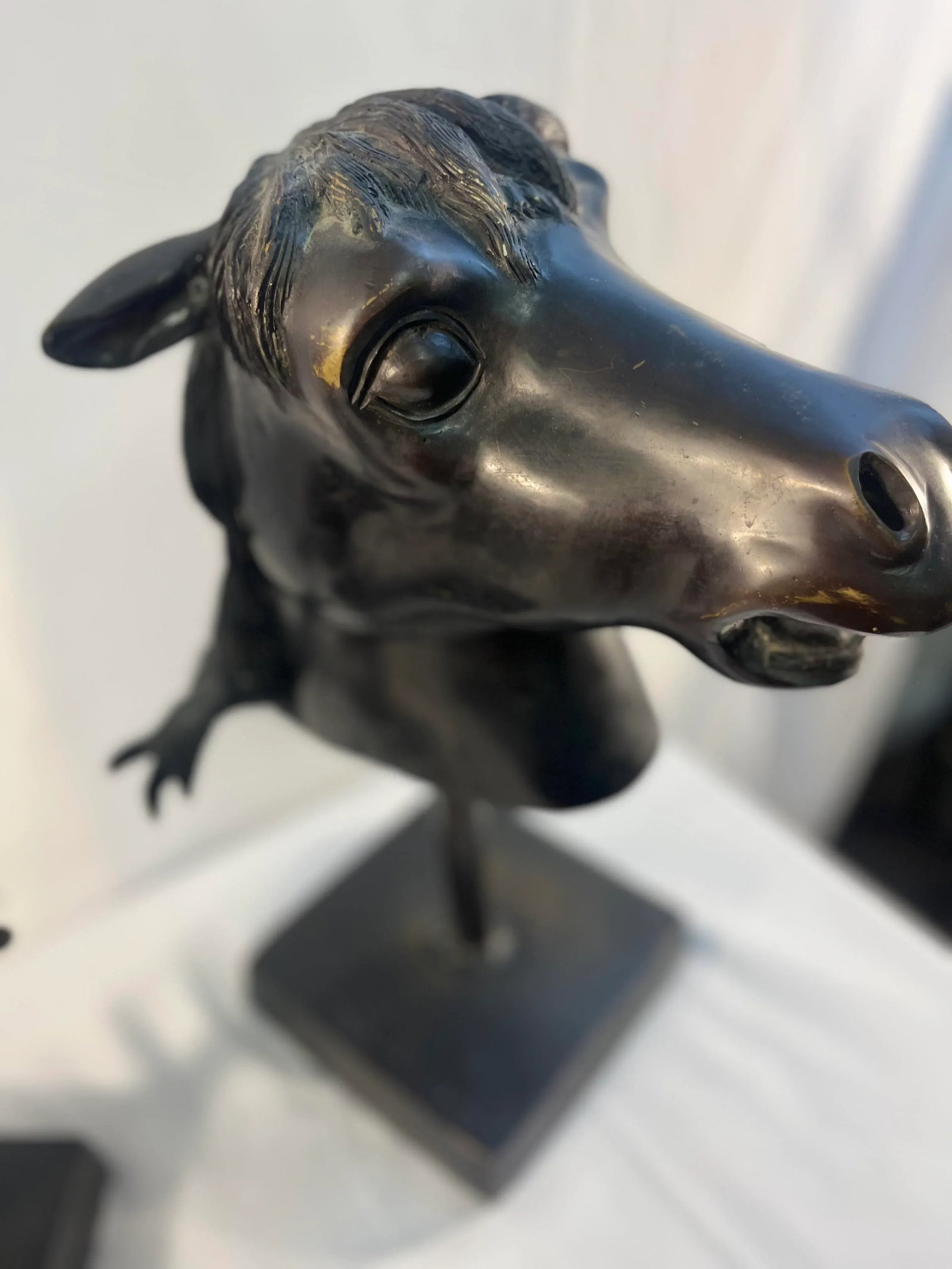 Mid Century Iron Horse Head Sculptures- Set of 2 - 4