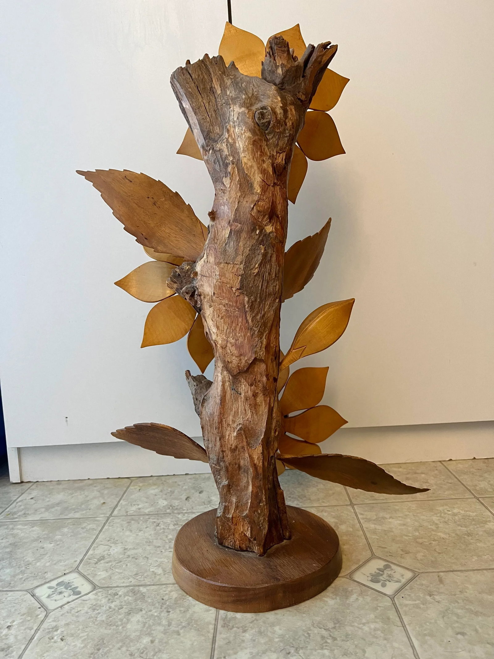 Mid 20th Century Mid Century Hand Carved Flower Statue - 3