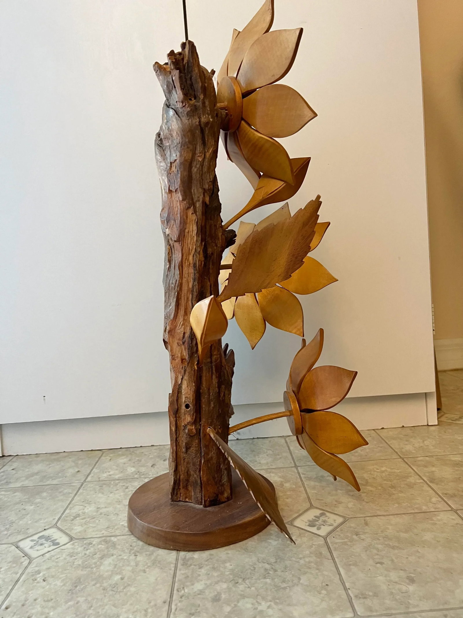 Mid 20th Century Mid Century Hand Carved Flower Statue - 4
