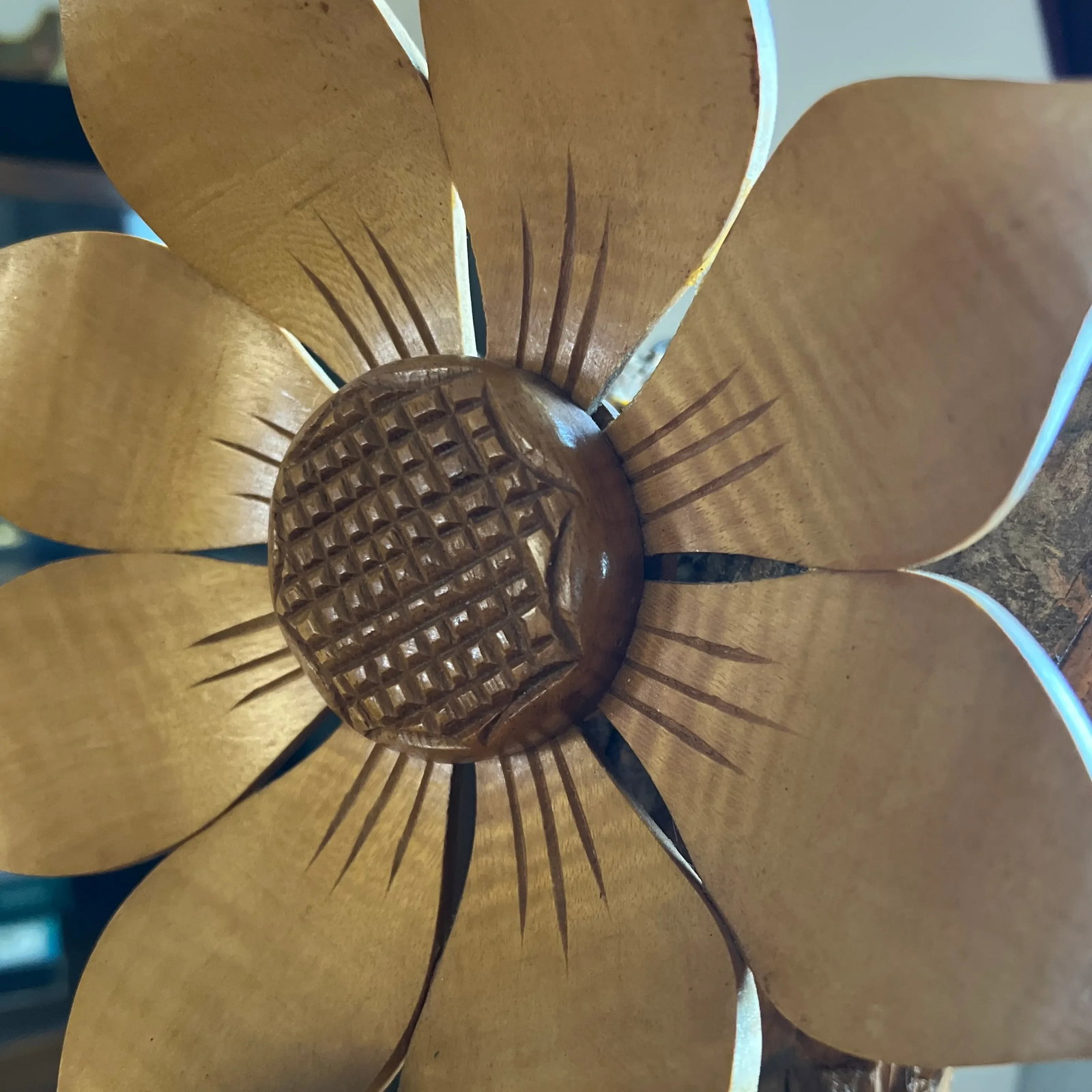 Mid 20th Century Mid Century Hand Carved Flower Statue - 6