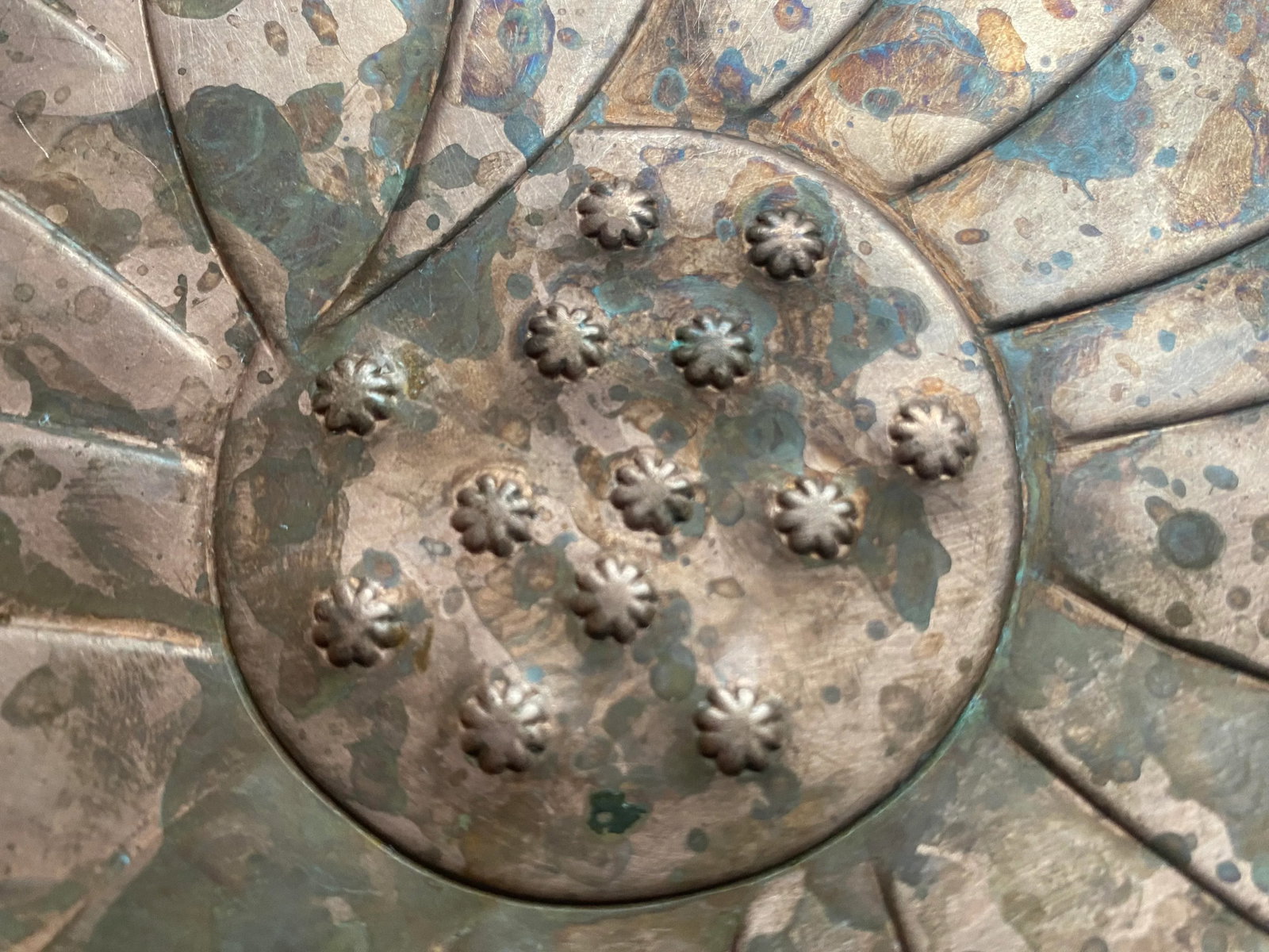 Original 1930s Francisco Rebajes Copper Plate, Double Sunflower - 4