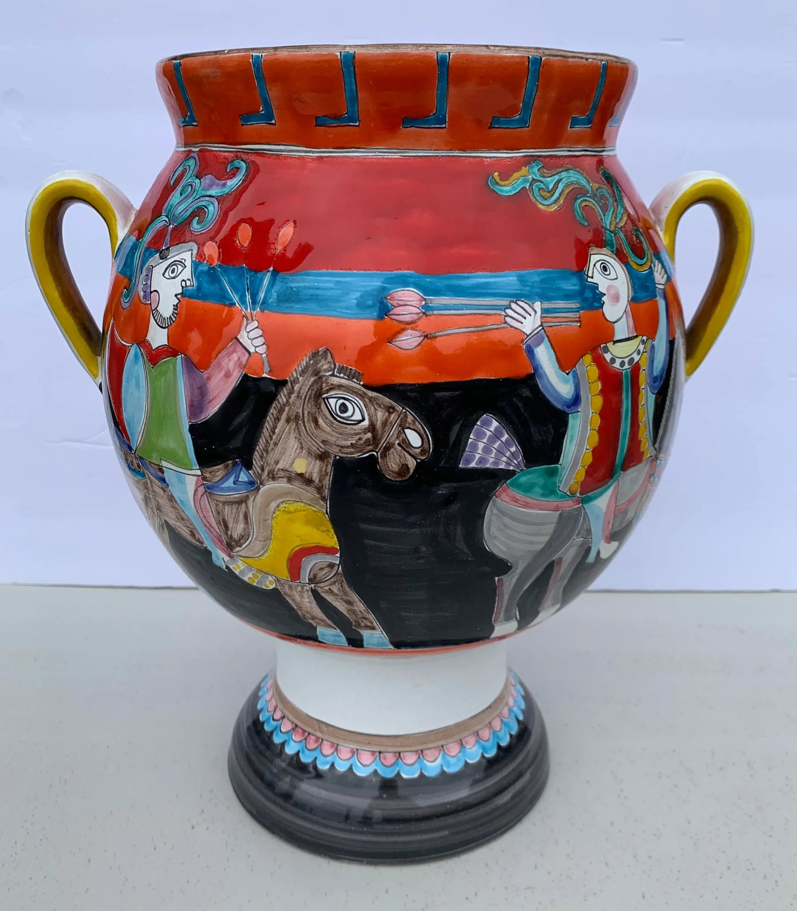 Late 20th Century Original Signed Hand Painted Ceramic Vase by Giovanni Desimone - 12