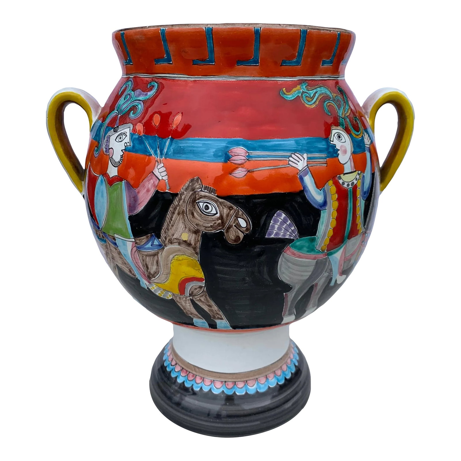 Late 20th Century Original Signed Hand Painted Ceramic Vase by Giovanni Desimone: Vintage original signed italian painted ceramic vase by Giovanni DeSimone. Purchased in early 2000s at San Francisco pottery store. Condition: Alterations: Original Condition Unaltered Imperfections: 