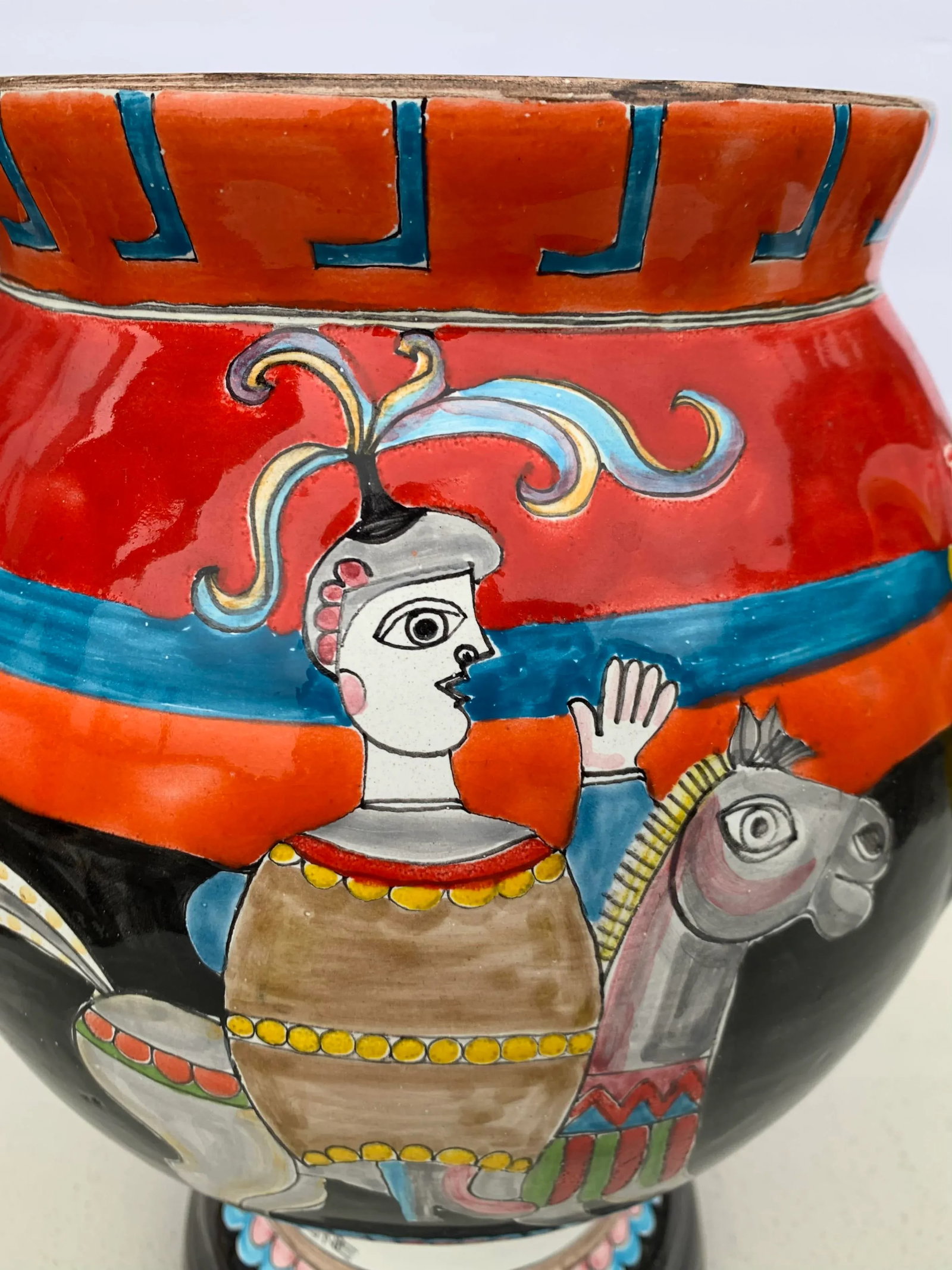 Late 20th Century Original Signed Hand Painted Ceramic Vase by Giovanni Desimone - 2