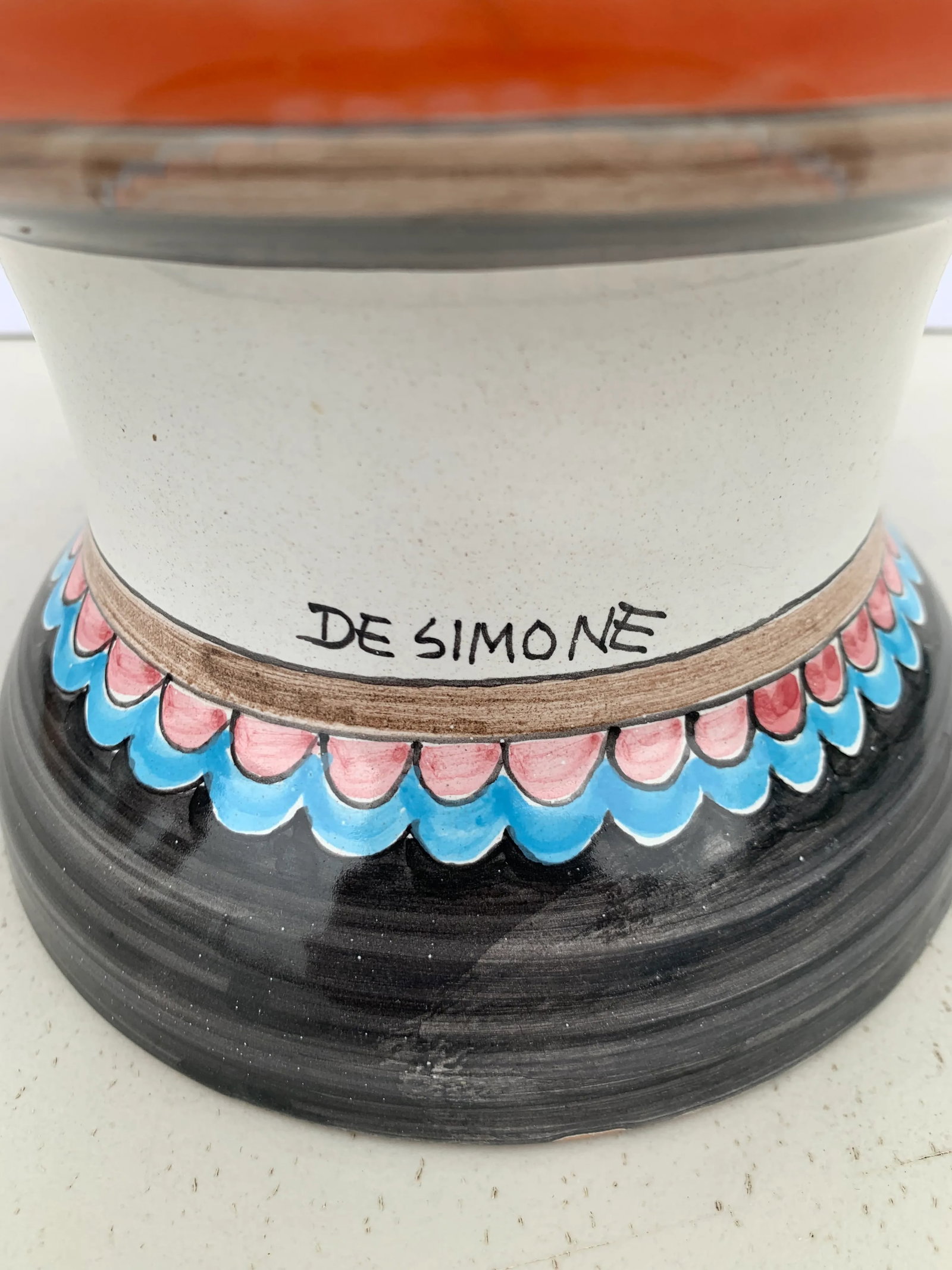 Late 20th Century Original Signed Hand Painted Ceramic Vase by Giovanni Desimone - 5