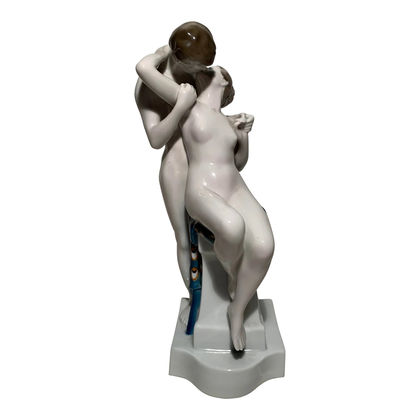 Antique 1918 Rosenthal "Spring of Love" Porcelain Statue: Antique 1918 Rosenthal porcelain "Spring of Love" statue of two nude lovers.. Design: Richard Aigner Condition: Alterations: Original Condition Unaltered Imperfections: Some Imperfections Condition