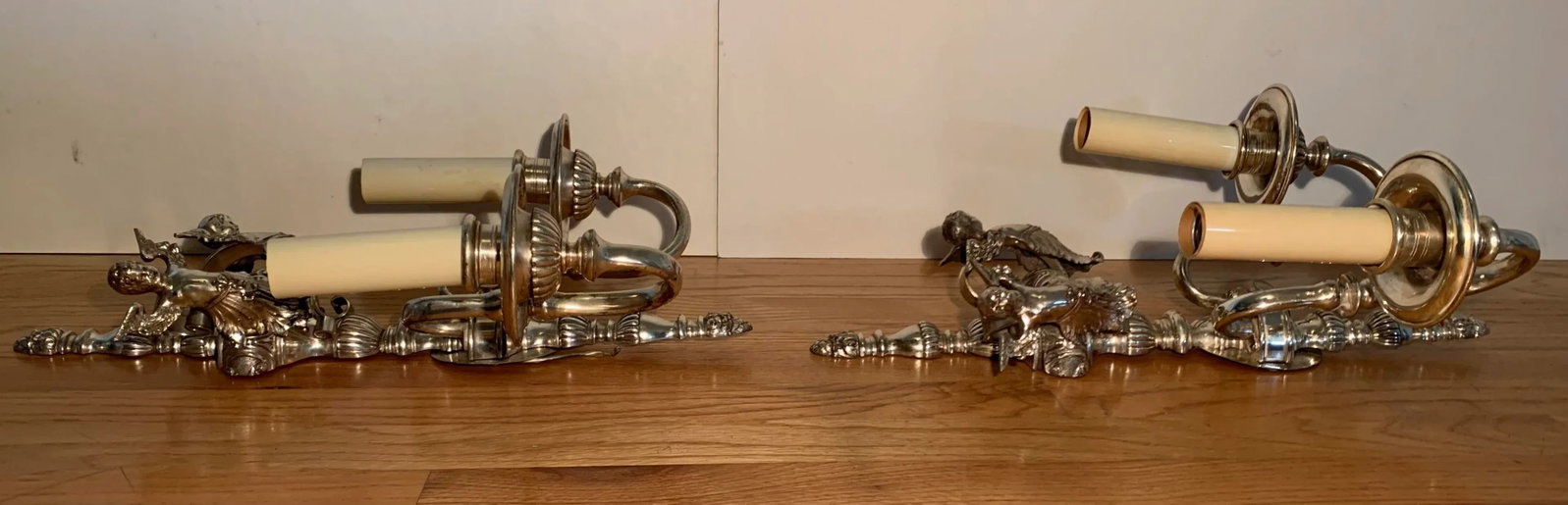 Early 20th Century Silver Plated Wall Sconces - a Pair - 2
