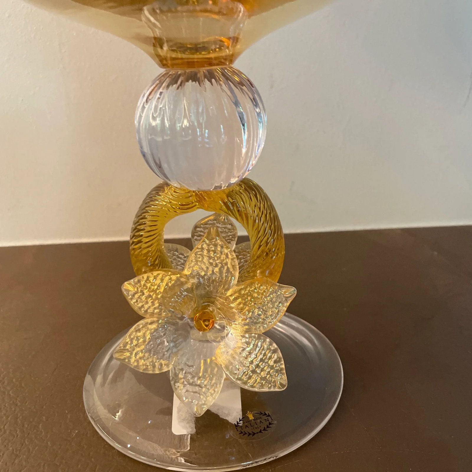 21st Century Italian Handmade Etched Crystal Bowl With Gold Accents - 3