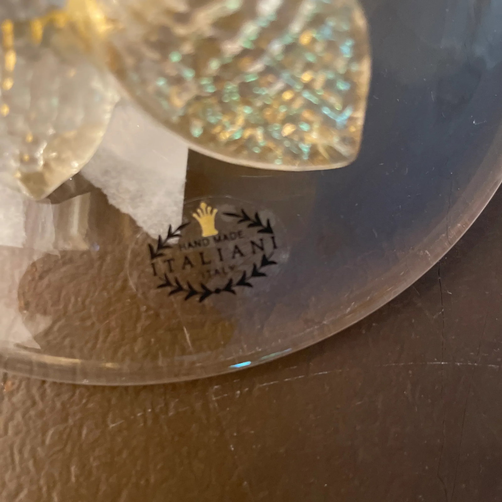 21st Century Italian Handmade Etched Crystal Bowl With Gold Accents - 4