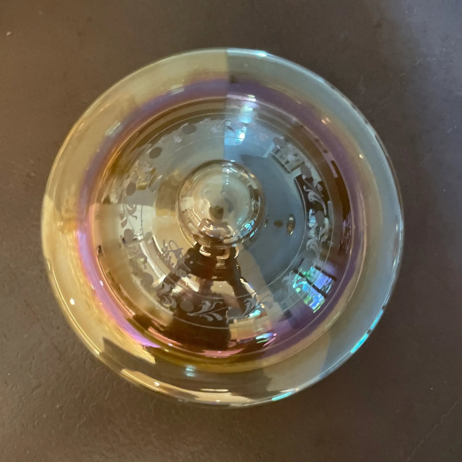 21st Century Italian Handmade Etched Crystal Bowl With Gold Accents - 6