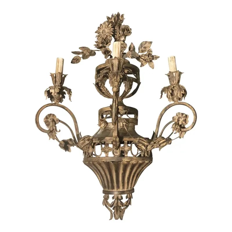 Vintage Italian Three Lights Wrought Iron Sconce - 12