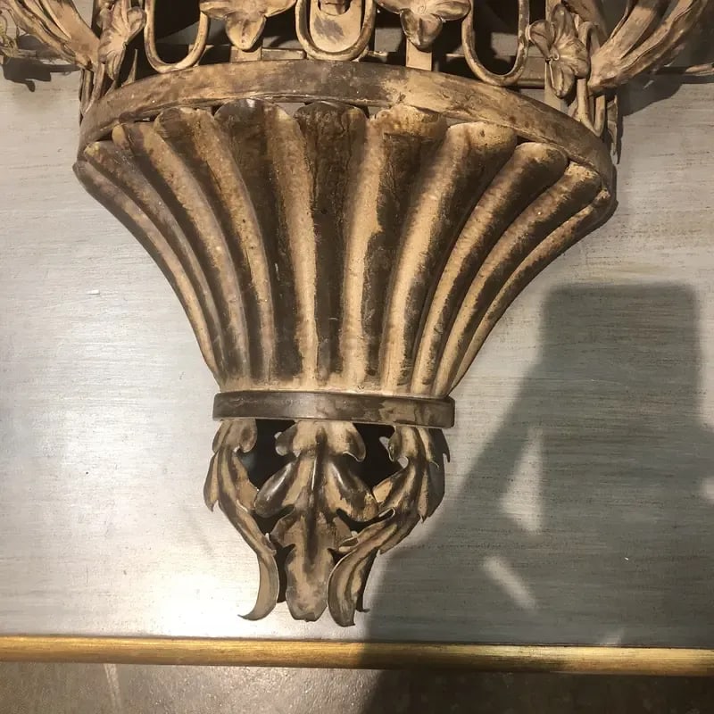 Vintage Italian Three Lights Wrought Iron Sconce - 5
