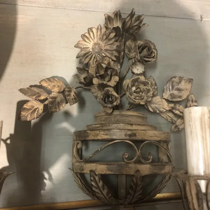 Vintage Italian Three Lights Wrought Iron Sconce - 7