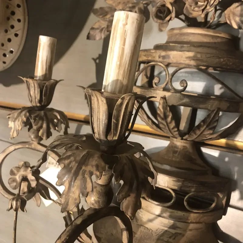 Vintage Italian Three Lights Wrought Iron Sconce - 8